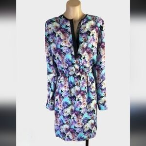 Wyatt Collection Floral Silk Long Sleeve Dress Size Medium